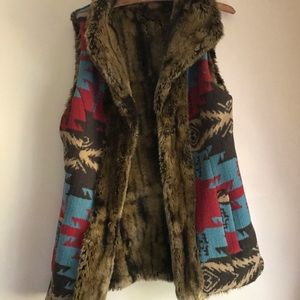 Tasha Polizzi wool vest faux fur reversible